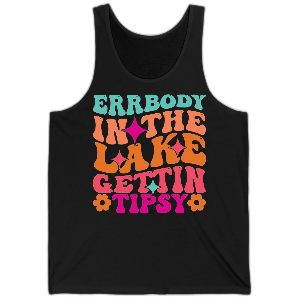 Everybody In The Lake Gettin Tipsy Tank in Black