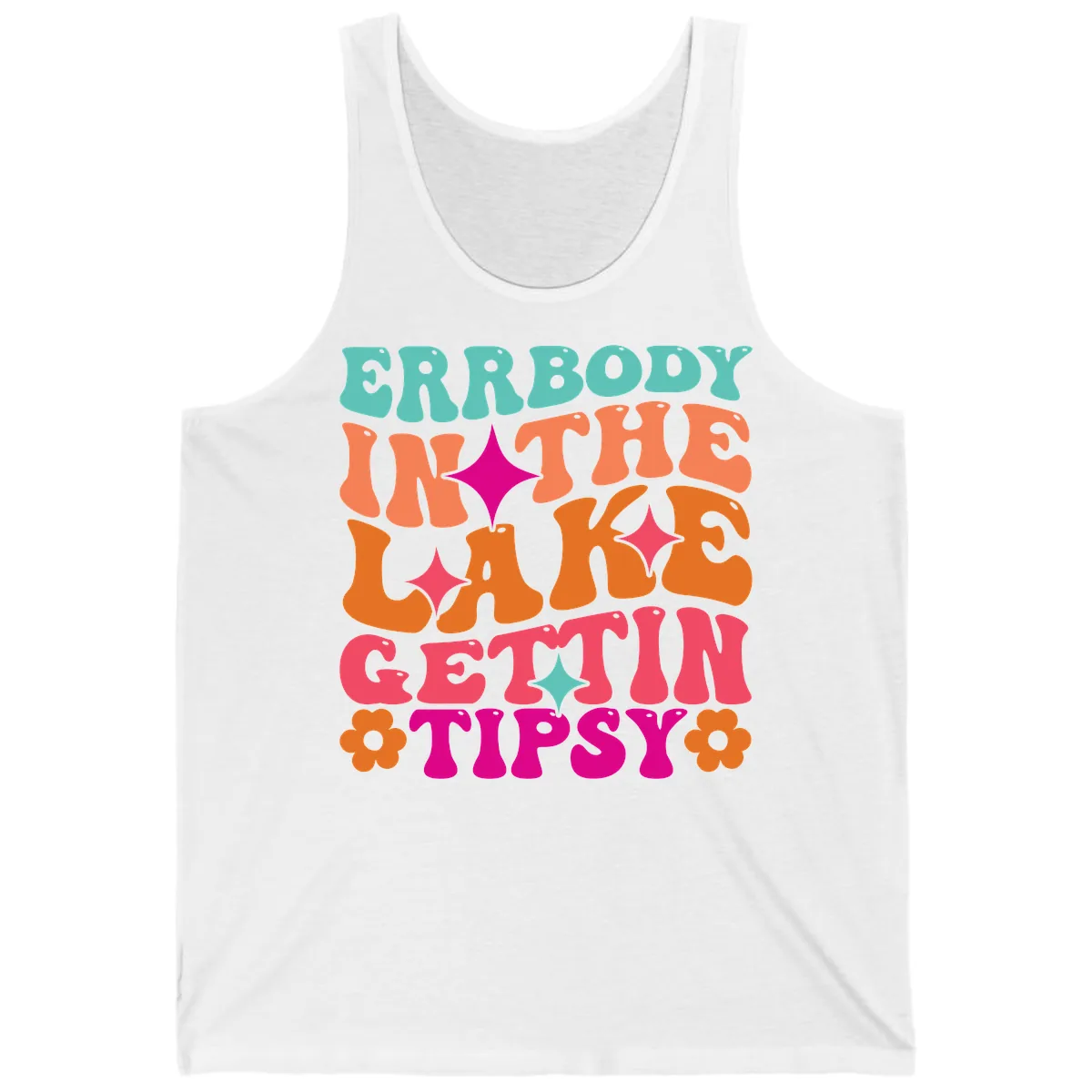 Everybody In The Lake Gettin Tipsy Tank in White