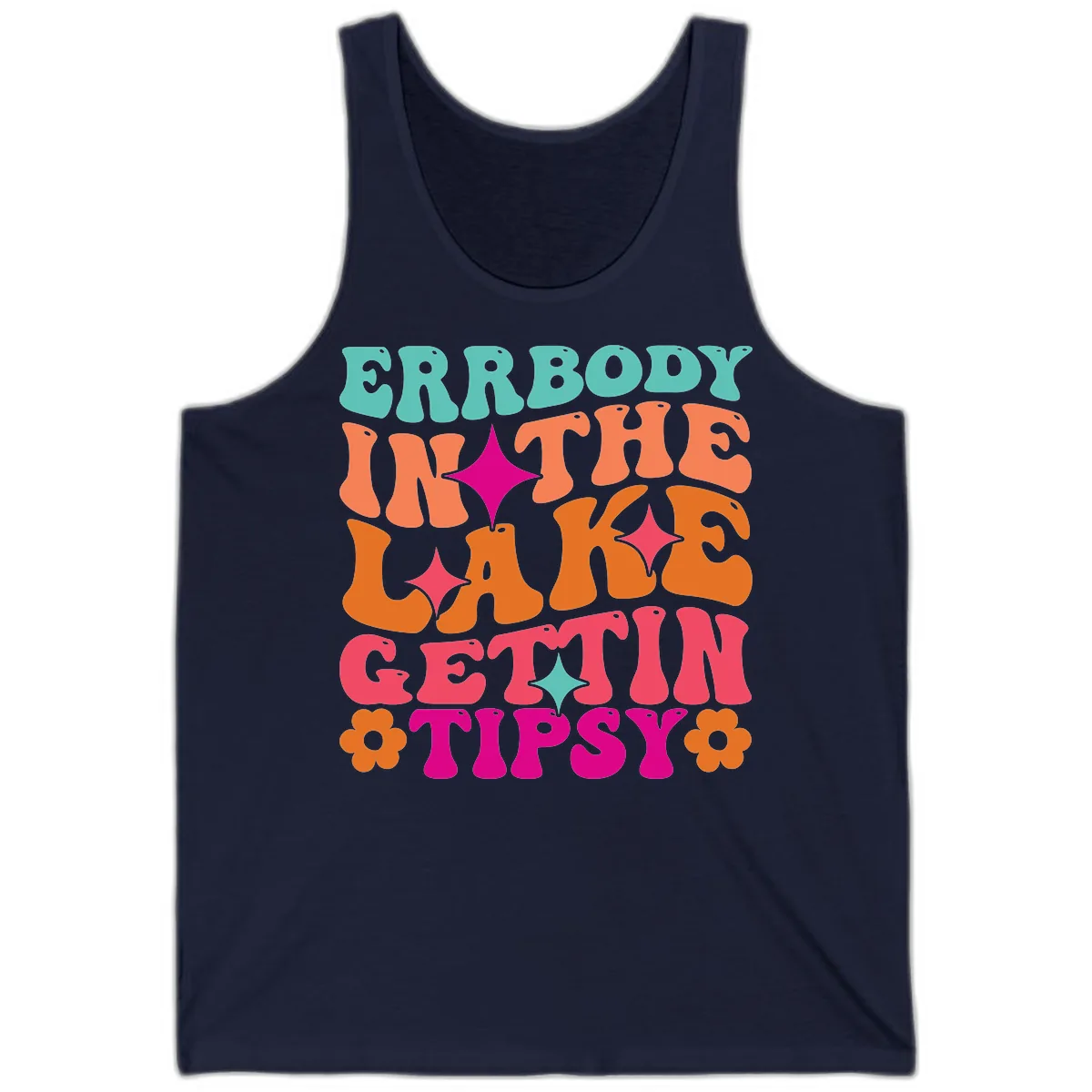 Everybody In The Lake Gettin Tipsy Tank in Navy