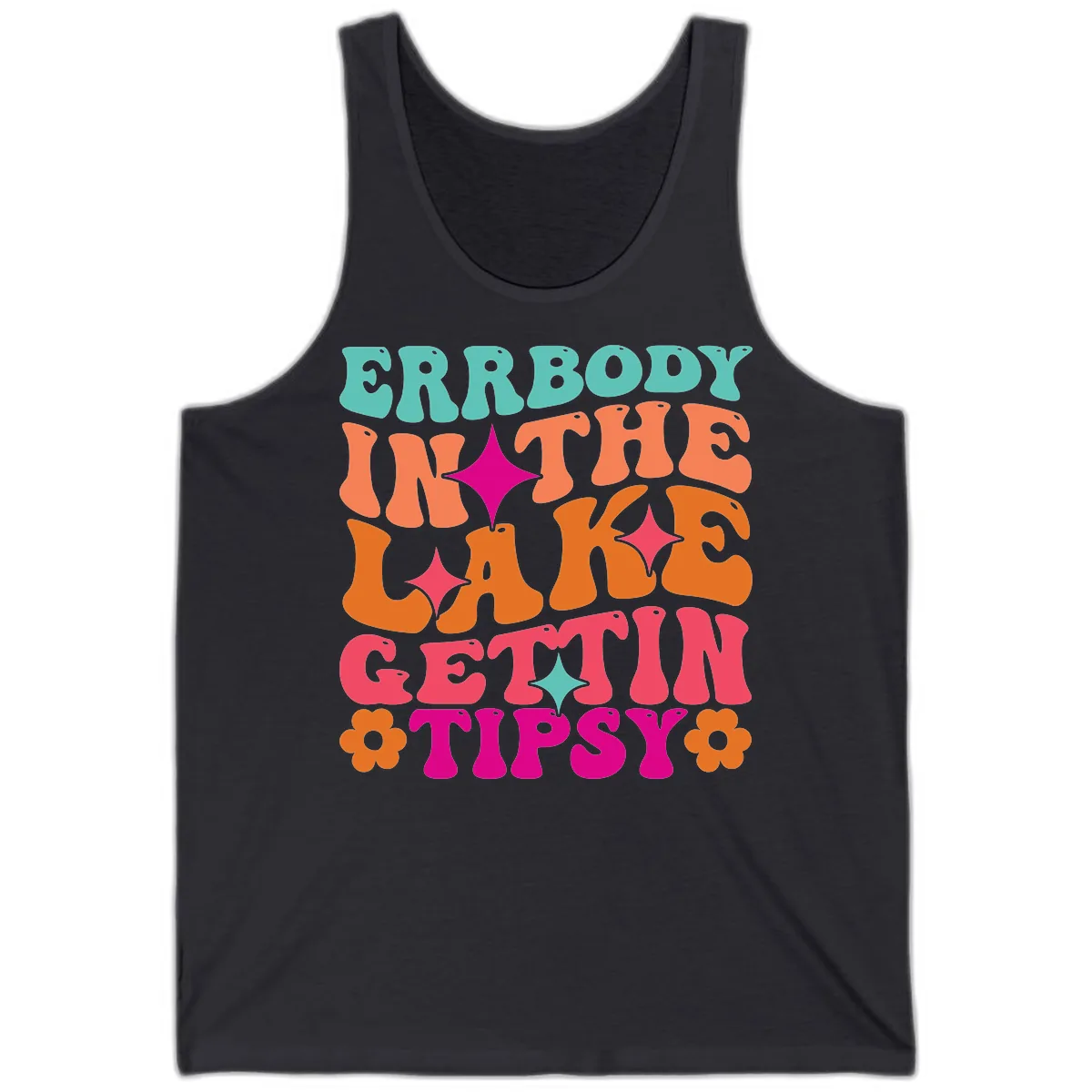 Everybody In The Lake Gettin Tipsy Tank in Dark Grey