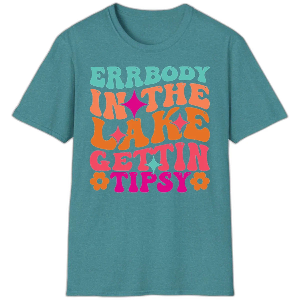 Everybody In The Lake Gettin Tipsy T-Shirt in Heather Galapagos Blue