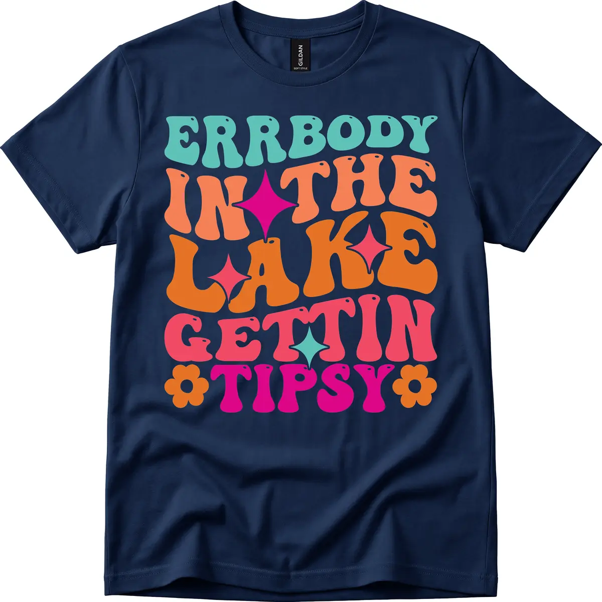Everybody In The Lake Gettin Tipsy T-Shirt in Navy