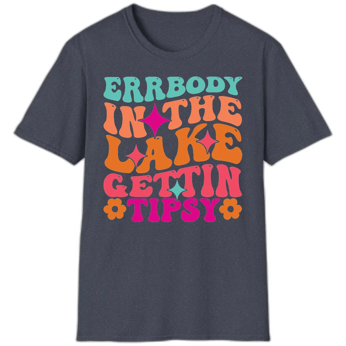 Everybody In The Lake Gettin Tipsy T-Shirt in Heather Navy