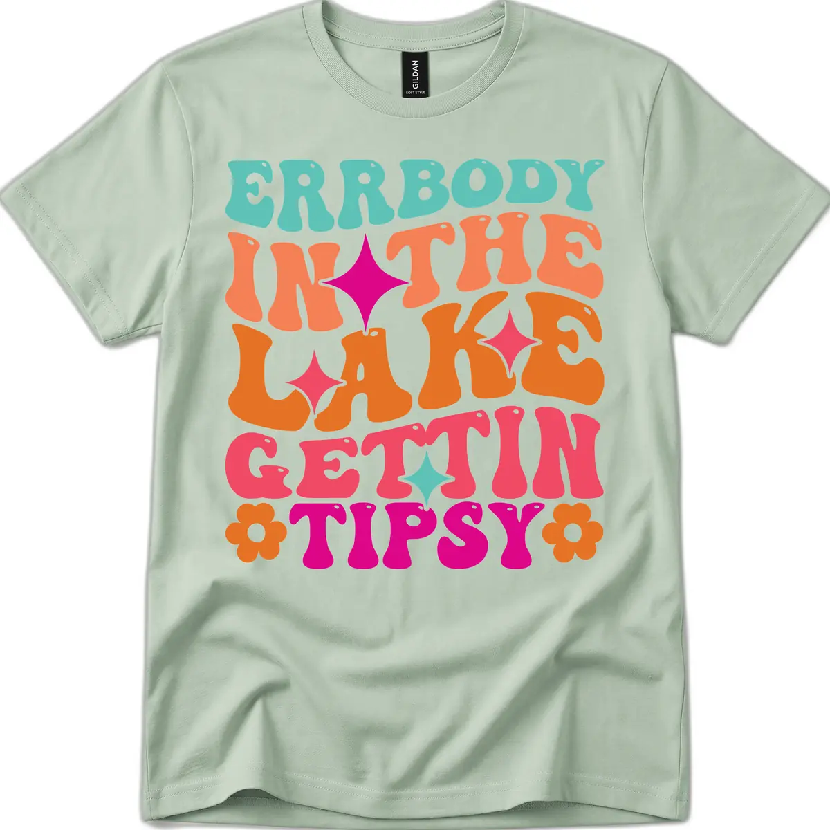 Everybody In The Lake Gettin Tipsy T-Shirt in Sage