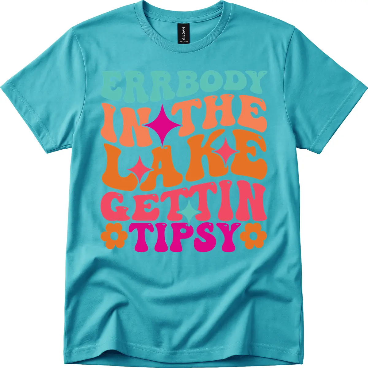 Everybody In The Lake Gettin Tipsy T-Shirt in Tropical Blue