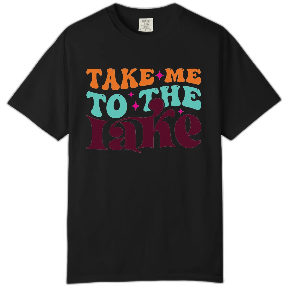 Take Me To The Lake Retro Typography Comfort Color in Black
