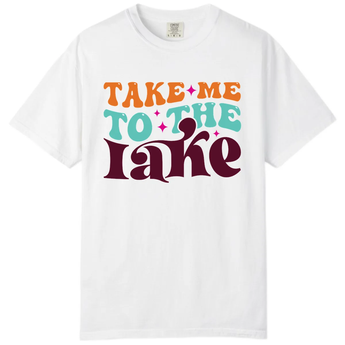 Take Me To The Lake Retro Typography Comfort Color in White