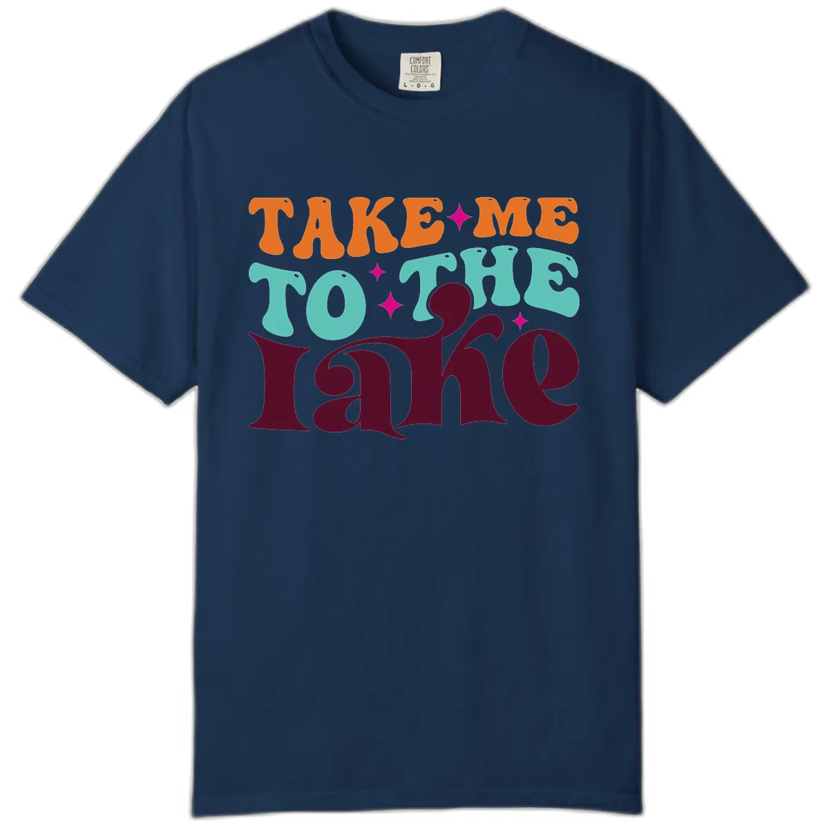 Take Me To The Lake Retro Typography Comfort Color in Navy