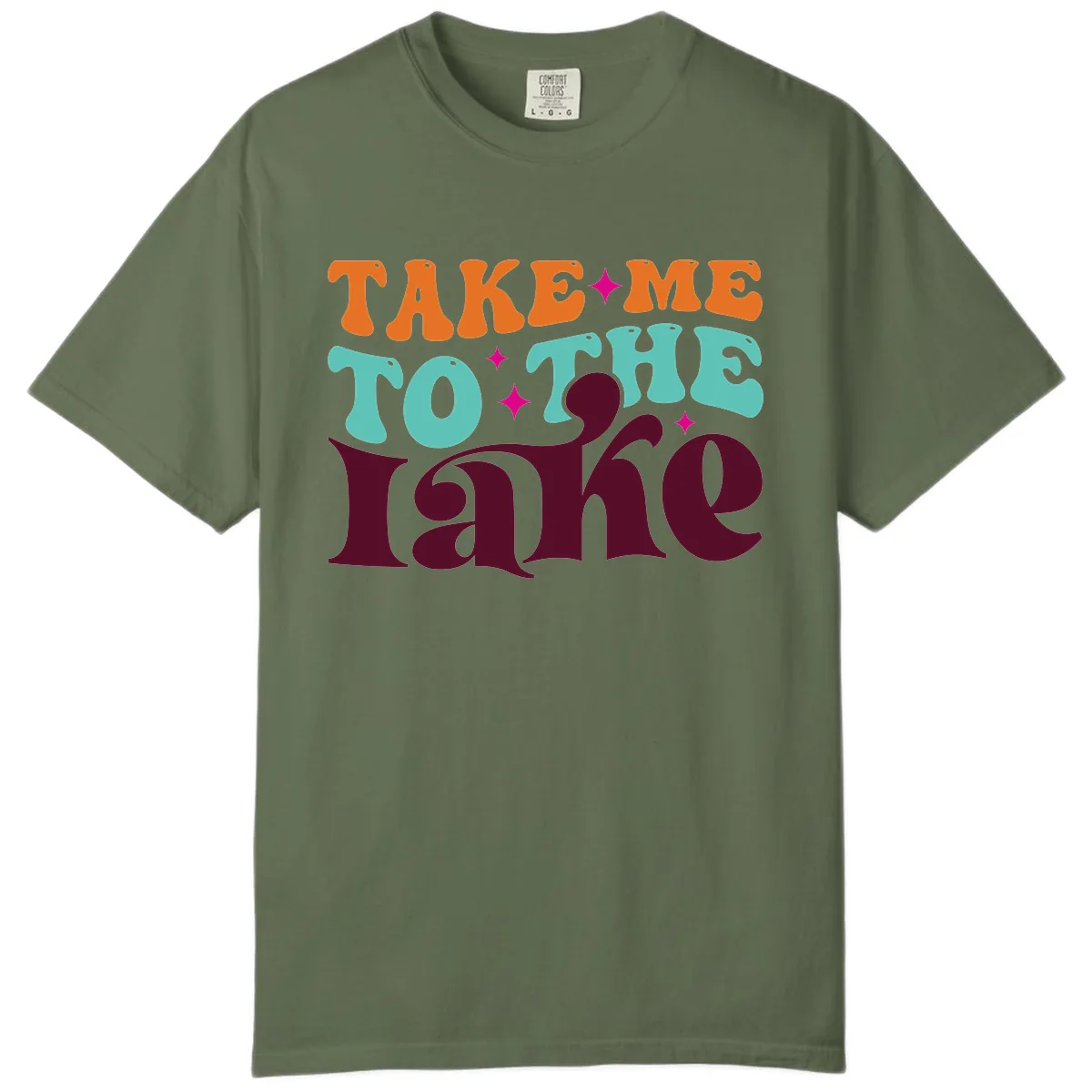 Take Me To The Lake Retro Typography Comfort Color in Sage