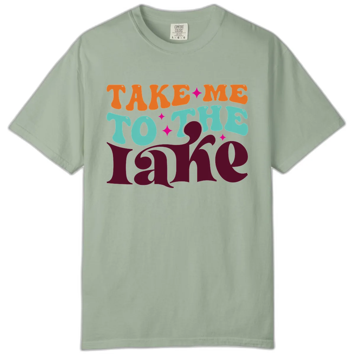 Take Me To The Lake Retro Typography Comfort Color in Bay