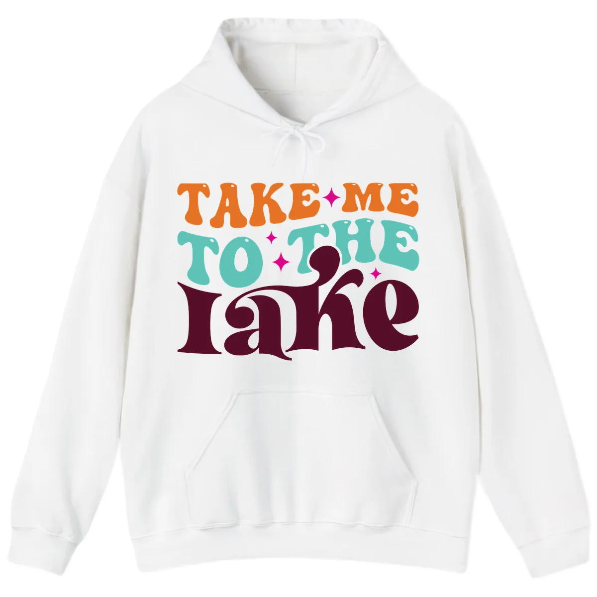 Take Me To The Lake Retro Typography Hoodie in White