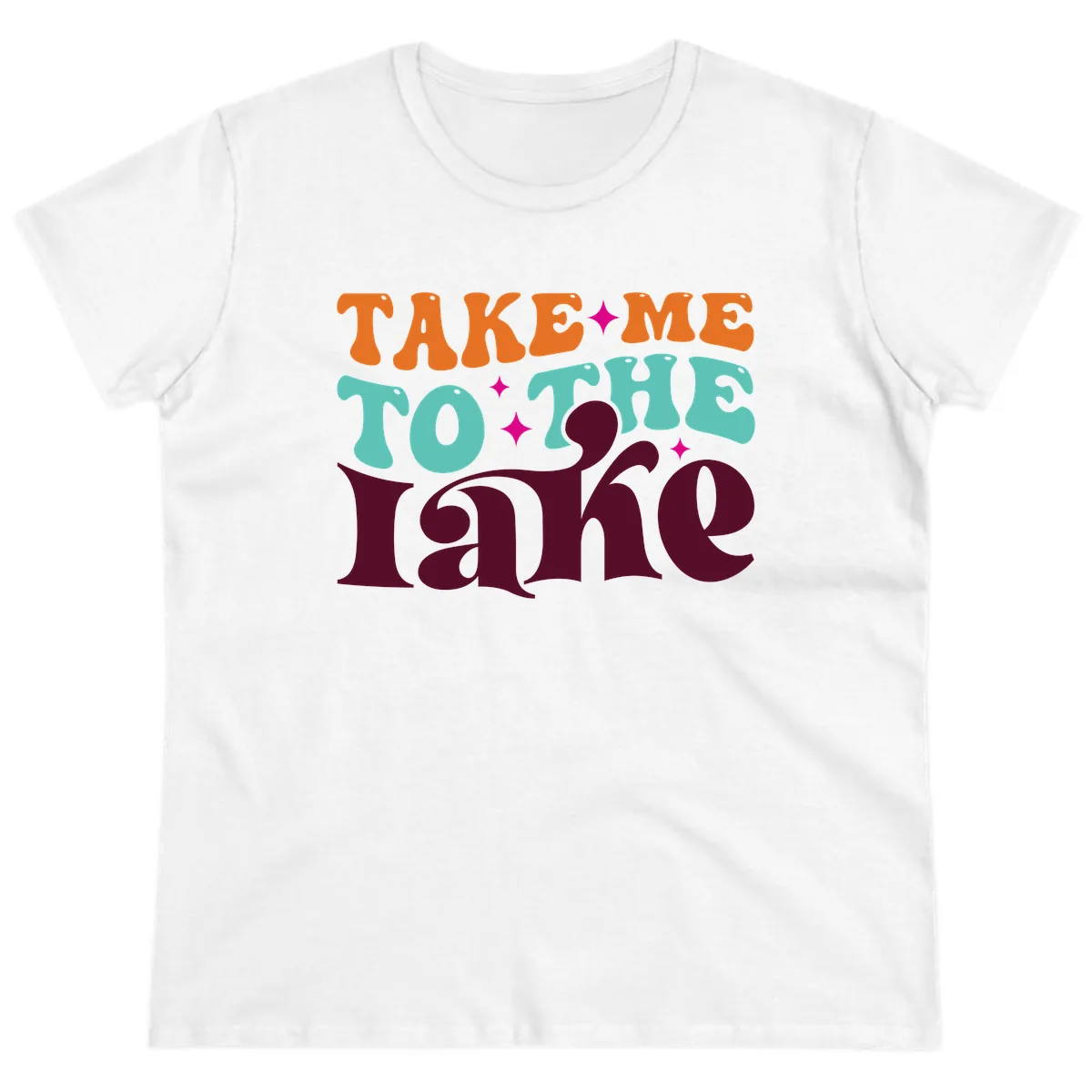 Take Me To The Lake Retro Typography Ladies Tee in White