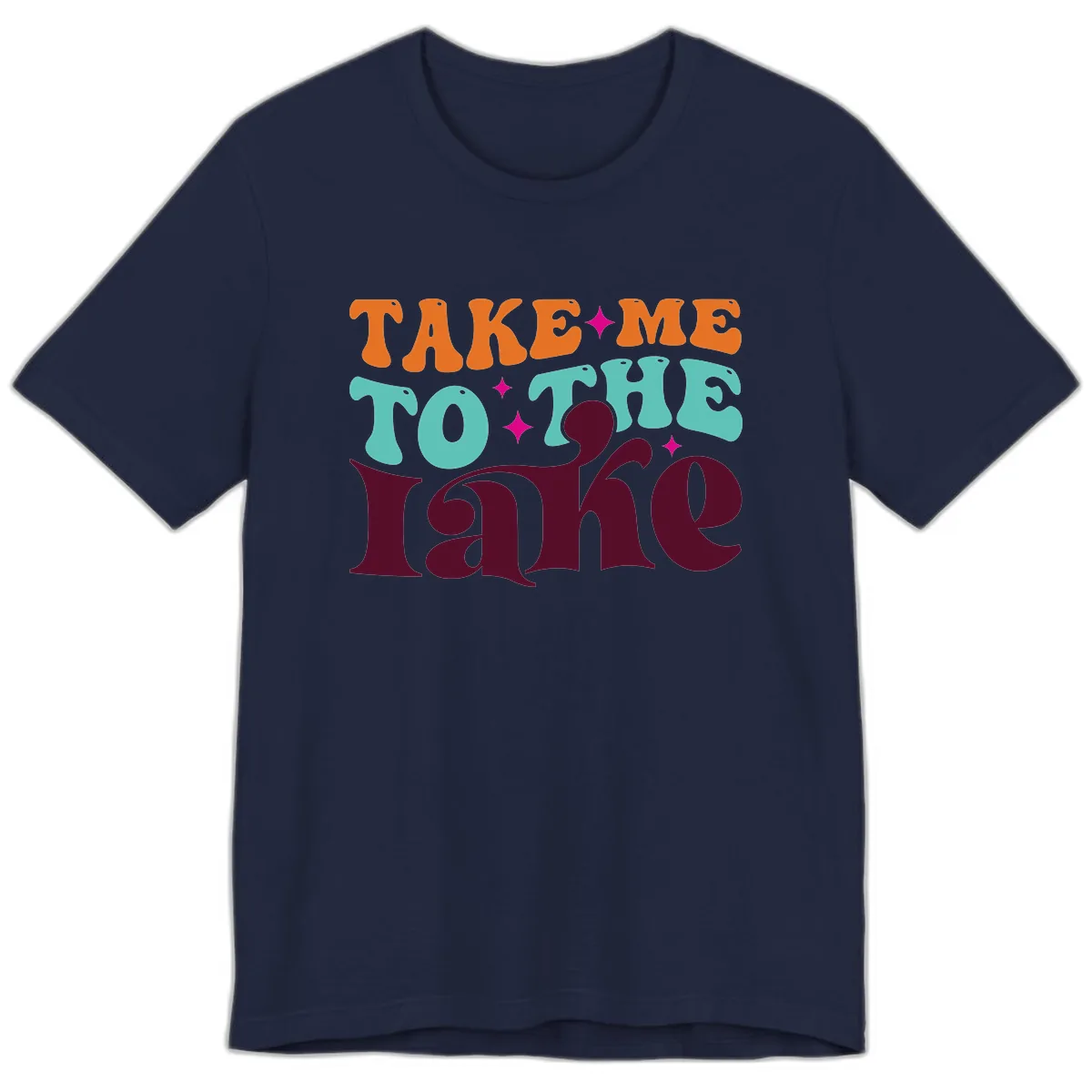 Take Me To The Lake Retro Typography Premium T-Shirt in Navy