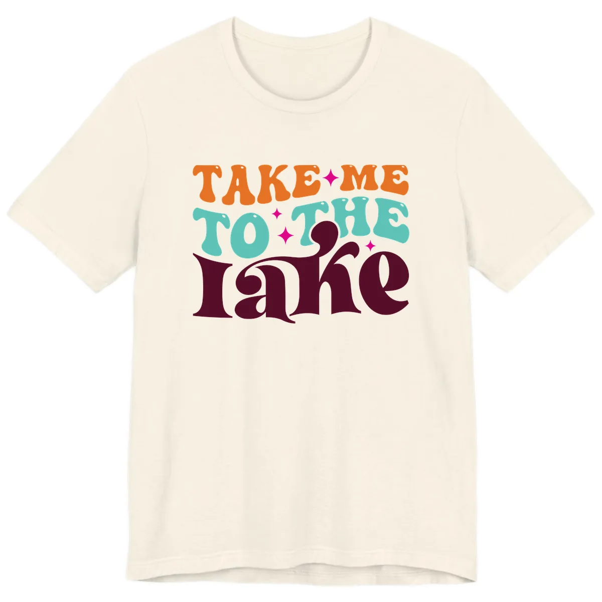 Take Me To The Lake Retro Typography Premium T-Shirt in Natural
