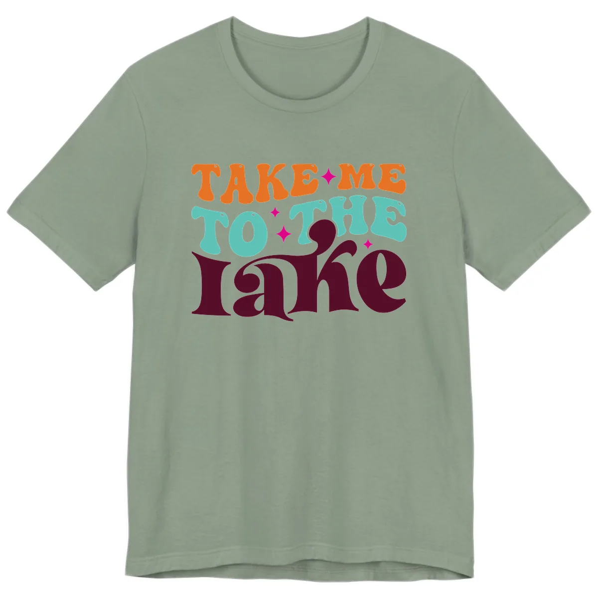 Take Me To The Lake Retro Typography Premium T-Shirt in Sage