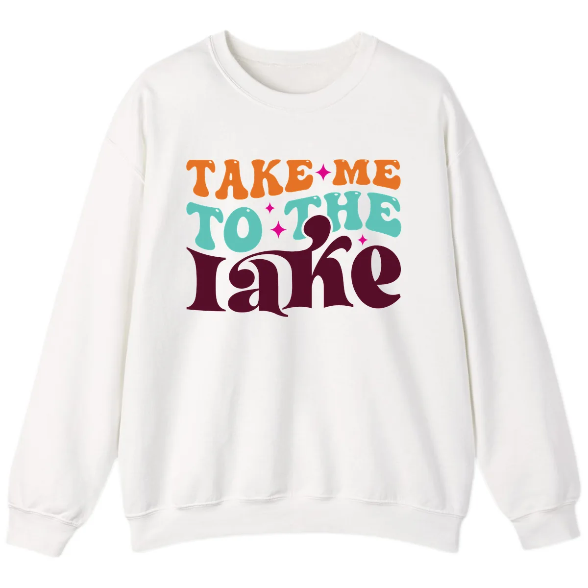 Take Me To The Lake Retro Typography Sweatshirt in White