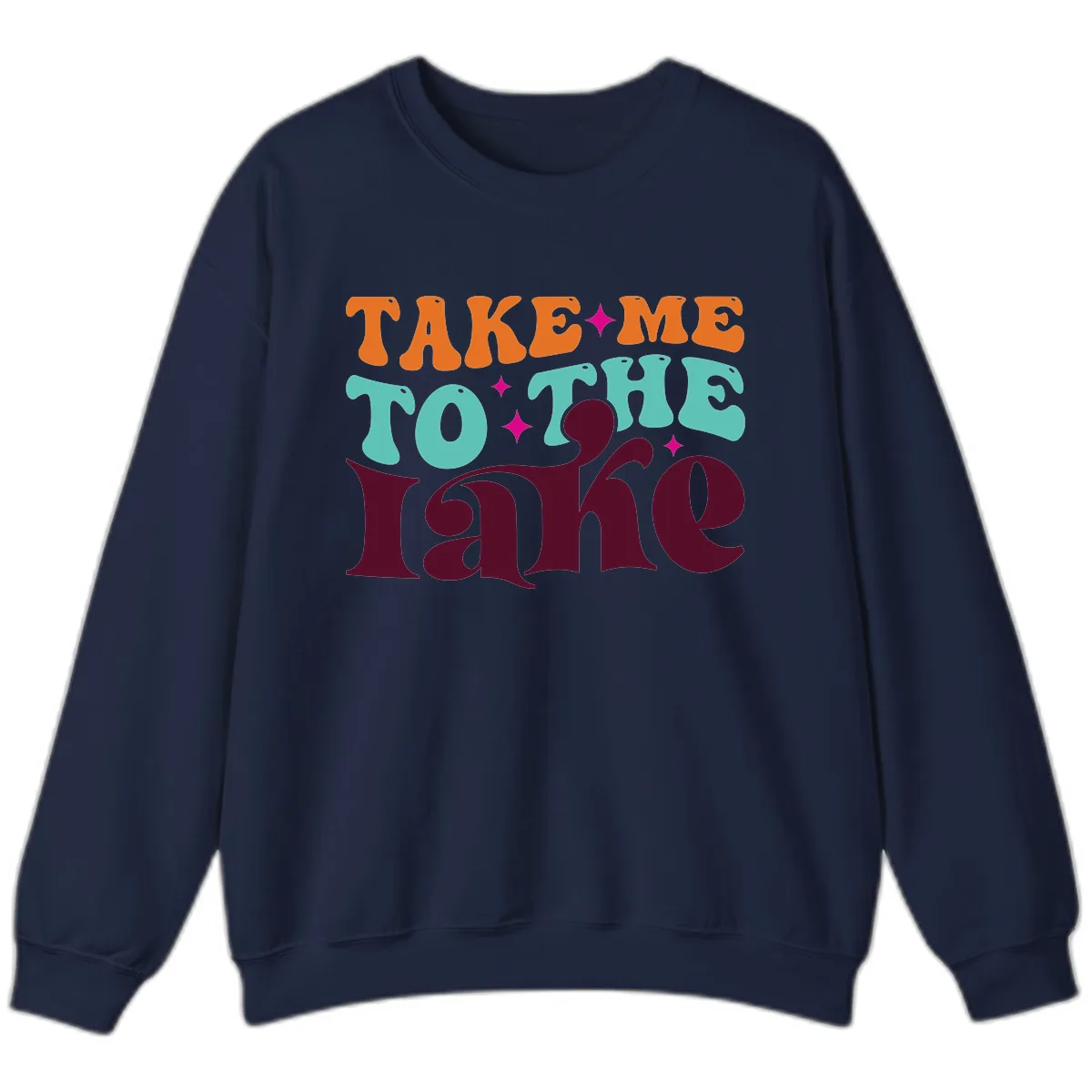 Take Me To The Lake Retro Typography Sweatshirt in Navy