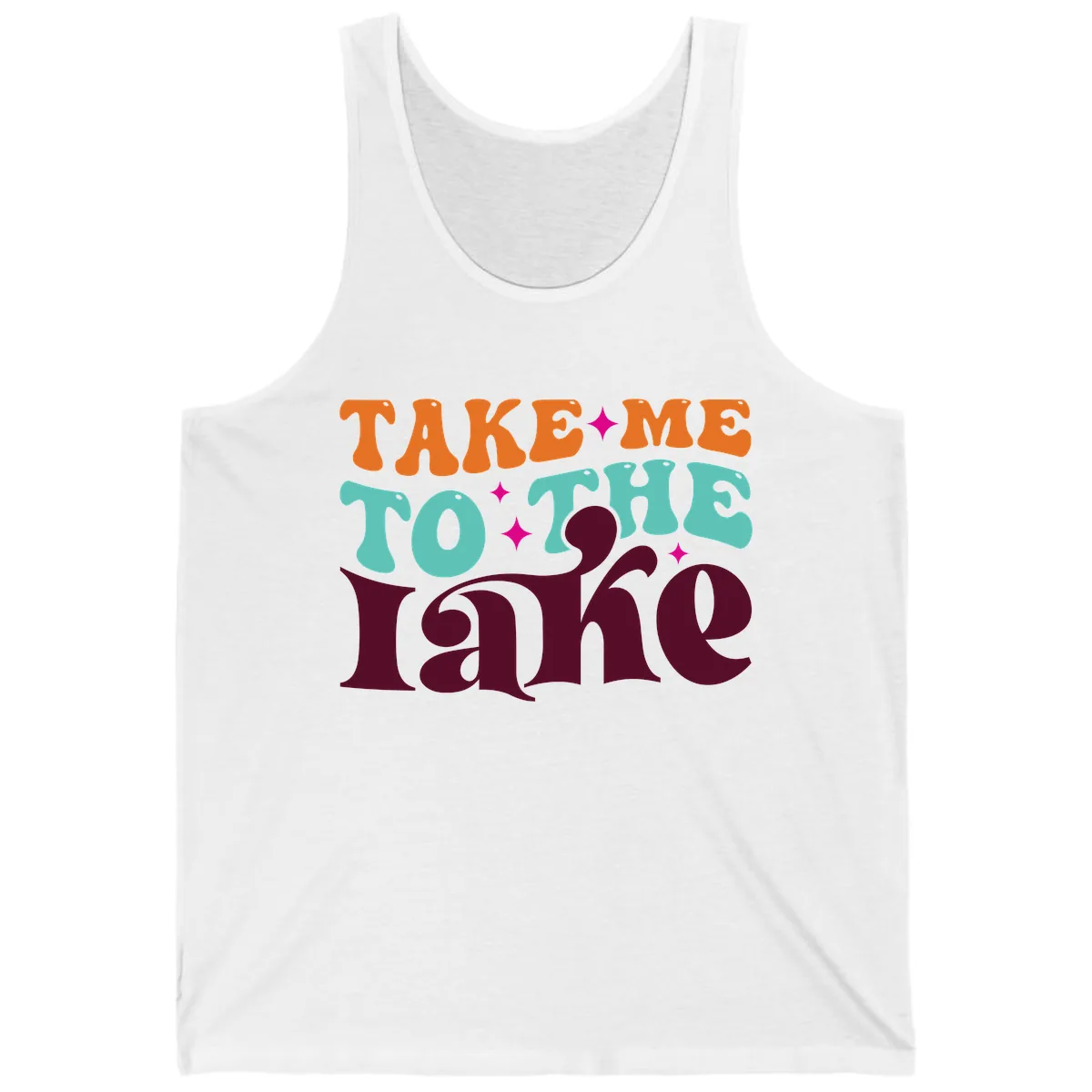 Take Me To The Lake Retro Typography Tank in White