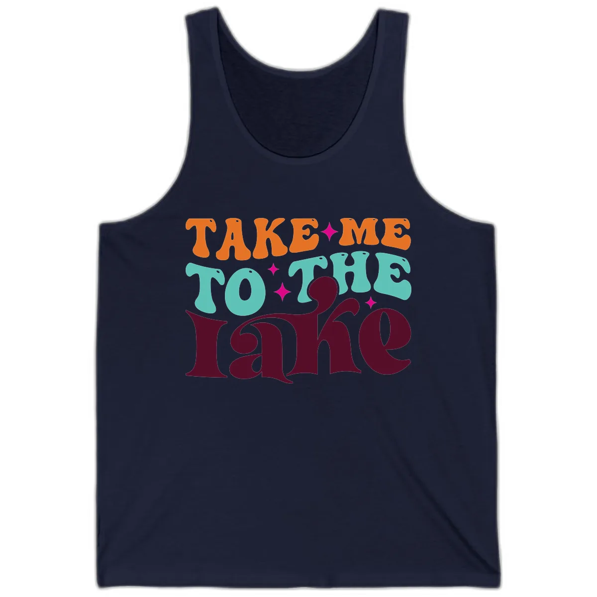 Take Me To The Lake Retro Typography Tank in Navy