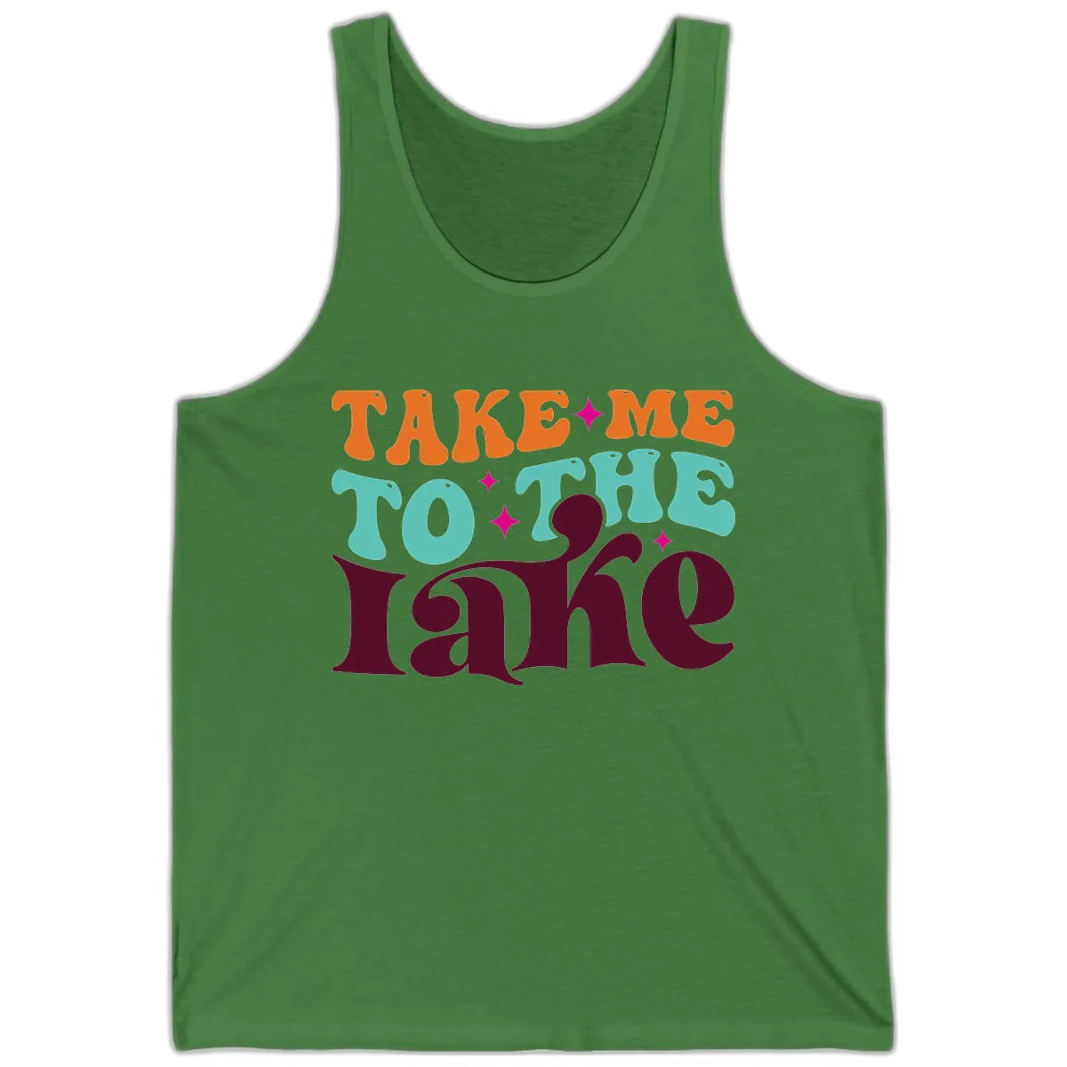 Take Me To The Lake Retro Typography Tank in Leaf