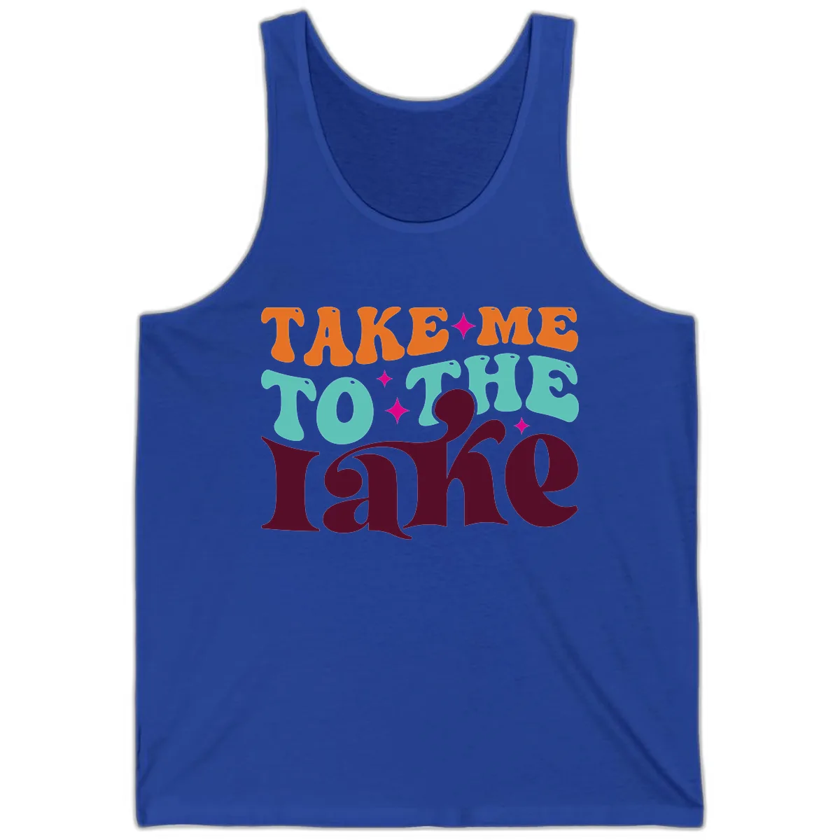 Take Me To The Lake Retro Typography Tank in True Royal