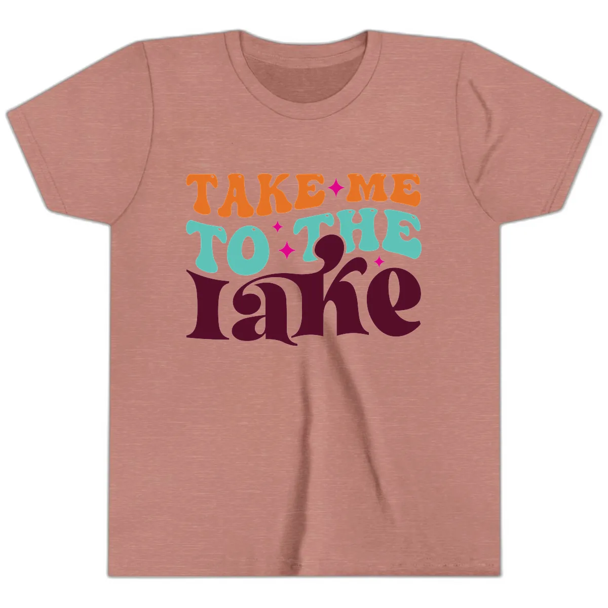 Take Me To The Lake Retro Typography Youth T-Shirt in Heather Mauve
