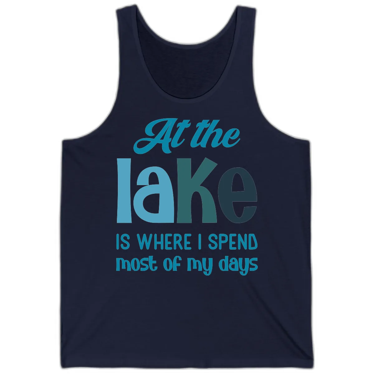 At The Lake Is Where I Spend My Days Tank in Navy