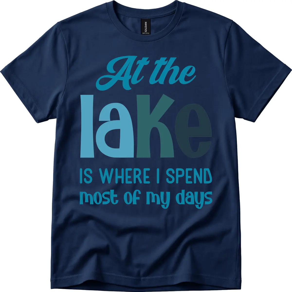 At The Lake Is Where I Spend My Days T-Shirt in Navy