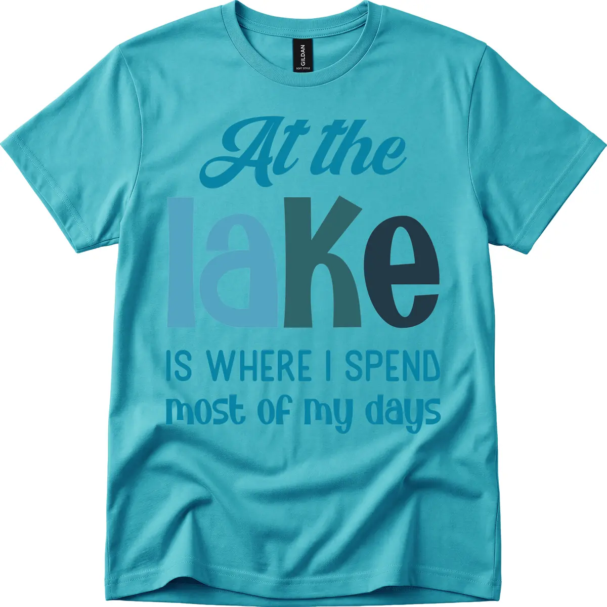 At The Lake Is Where I Spend My Days T-Shirt in Tropical Blue