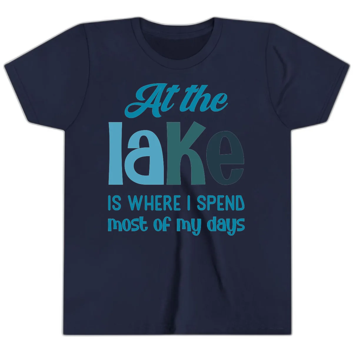 At The Lake Is Where I Spend My Days Youth T-Shirt in Navy