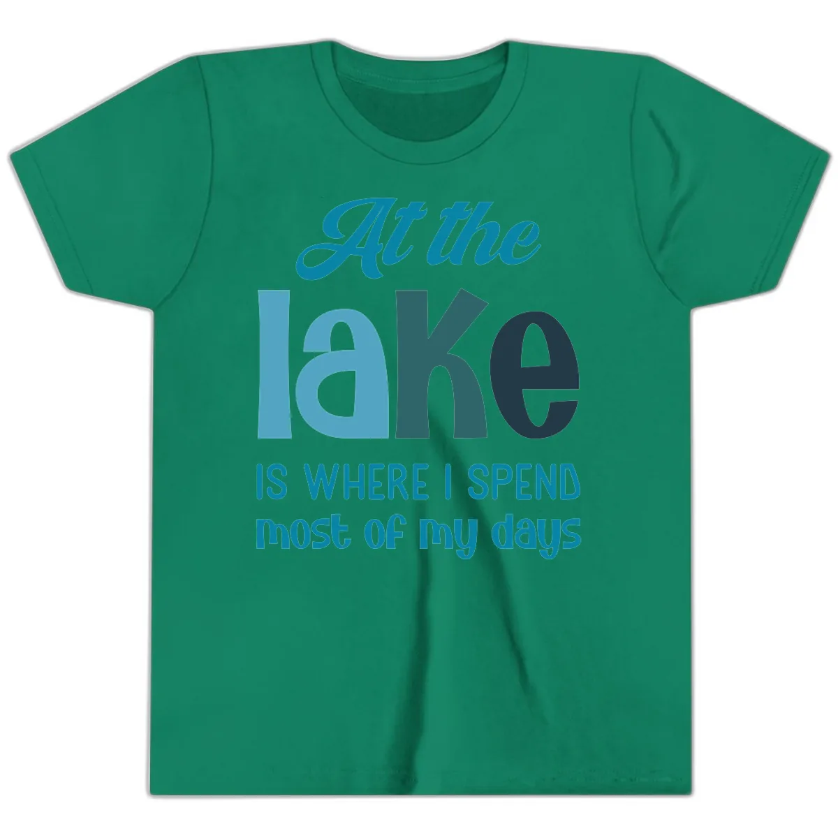 At The Lake Is Where I Spend My Days Youth T-Shirt in Kelly