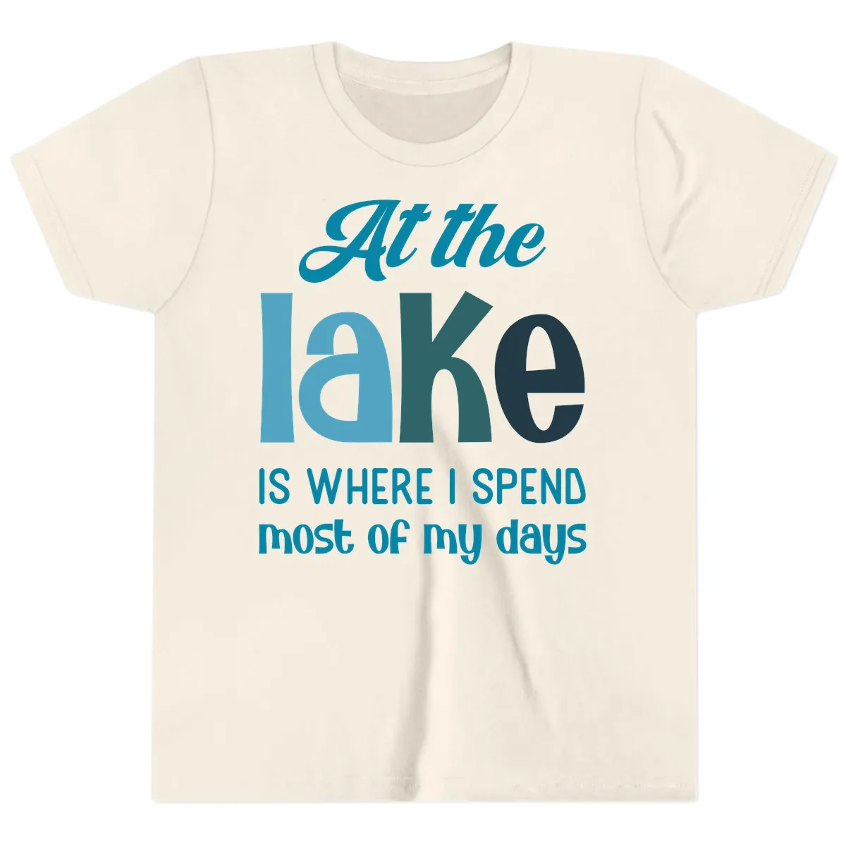 At The Lake Is Where I Spend My Days Youth T-Shirt in Natural