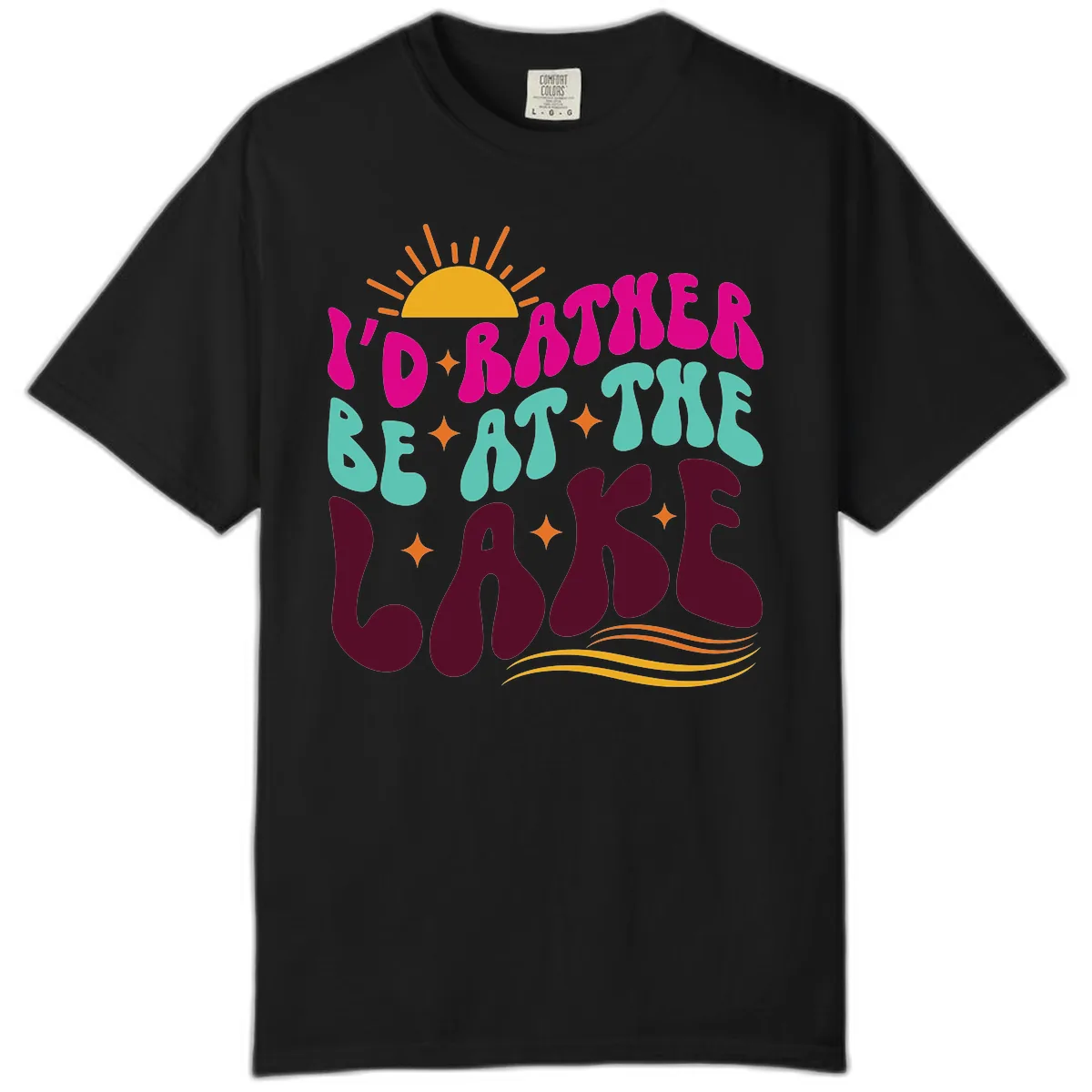 I'd Rather Be At The Lake Retro Design Comfort Color in Black