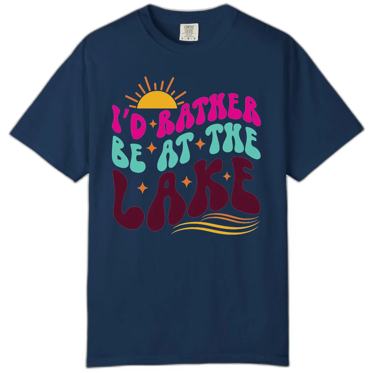 I'd Rather Be At The Lake Retro Design Comfort Color in Navy