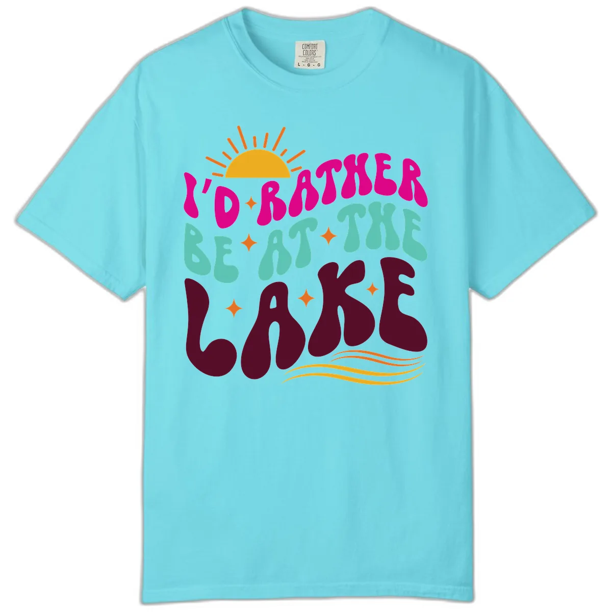 I'd Rather Be At The Lake Retro Design Comfort Color in Lagoon Blue