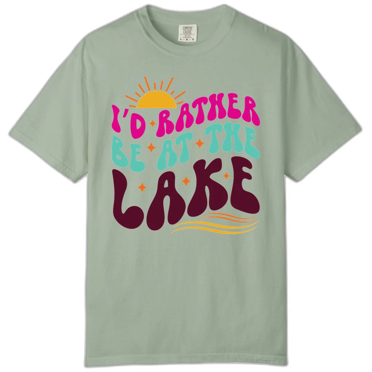 I'd Rather Be At The Lake Retro Design Comfort Color in Bay