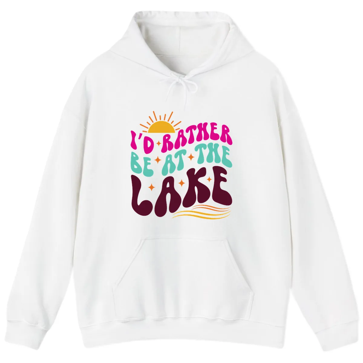I'd Rather Be At The Lake Retro Design Hoodie in White