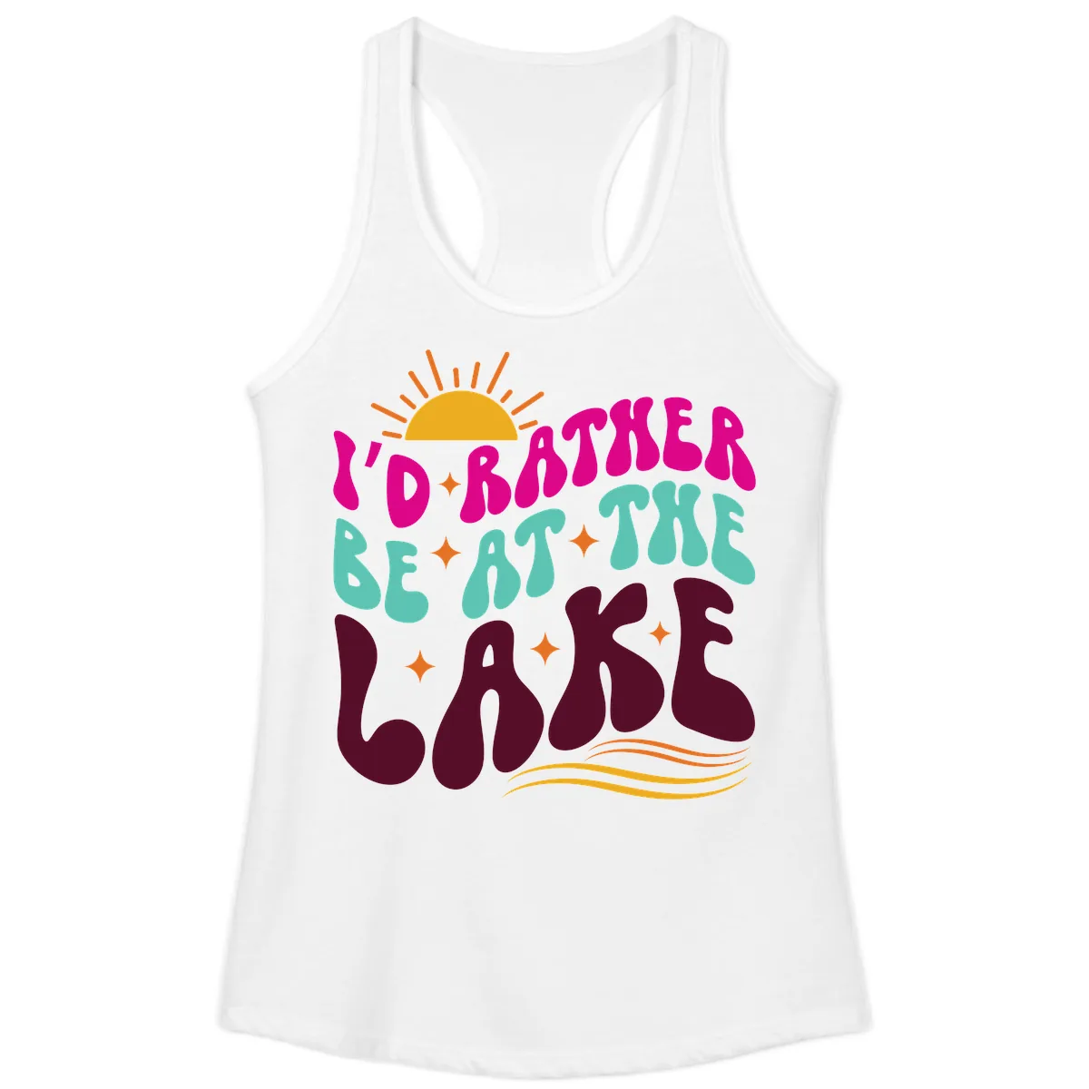 I'd Rather Be At The Lake Retro Design Ladies Tank in White