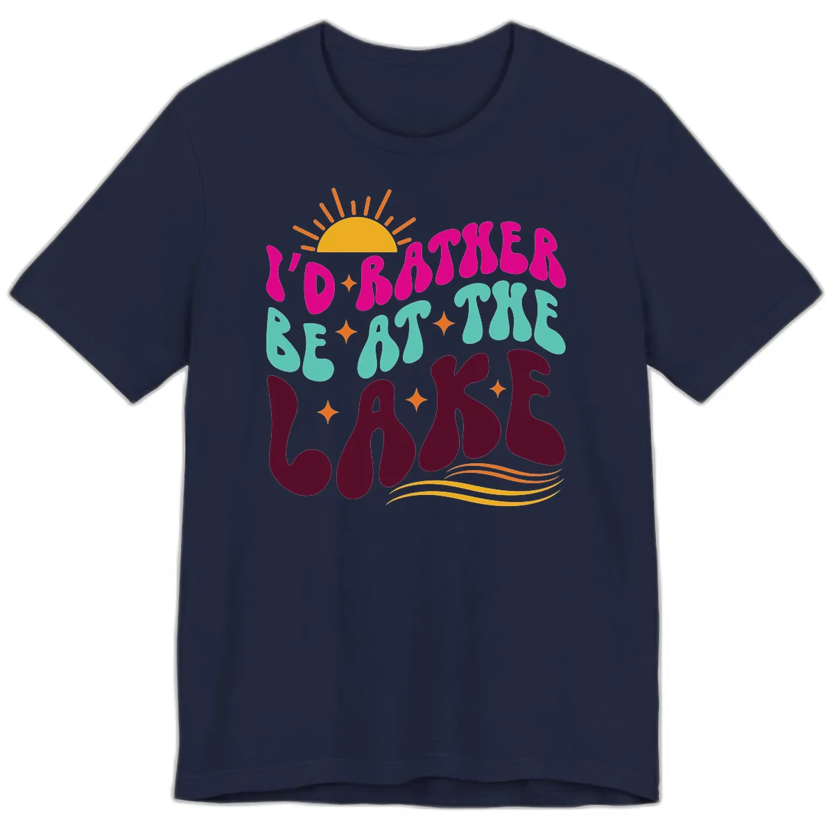 I'd Rather Be At The Lake Retro Design Premium T-Shirt in Navy