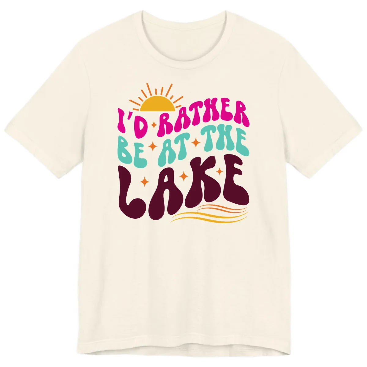 I'd Rather Be At The Lake Retro Design Premium T-Shirt in Natural