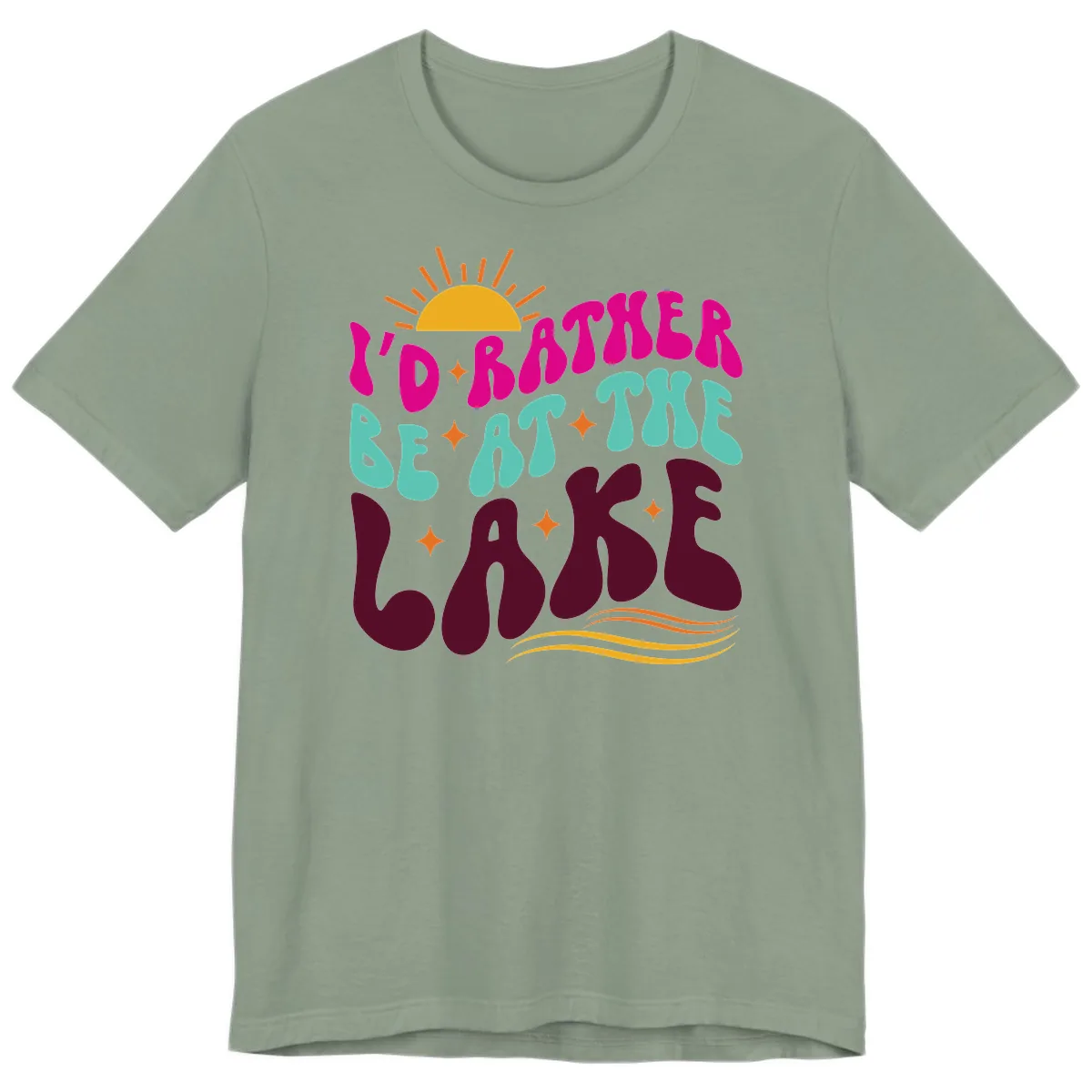 I'd Rather Be At The Lake Retro Design Premium T-Shirt in Sage