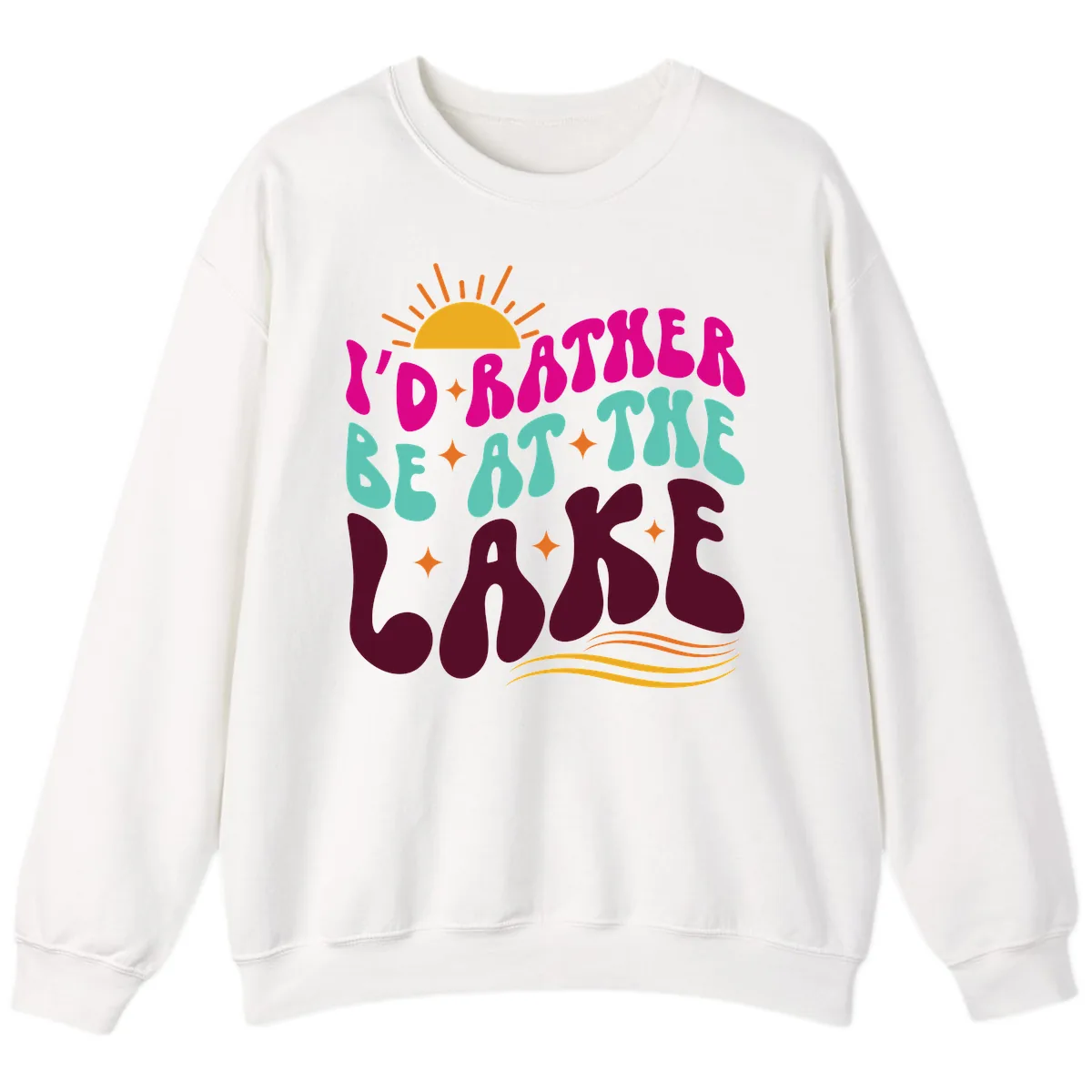 I'd Rather Be At The Lake Retro Design Sweatshirt in White