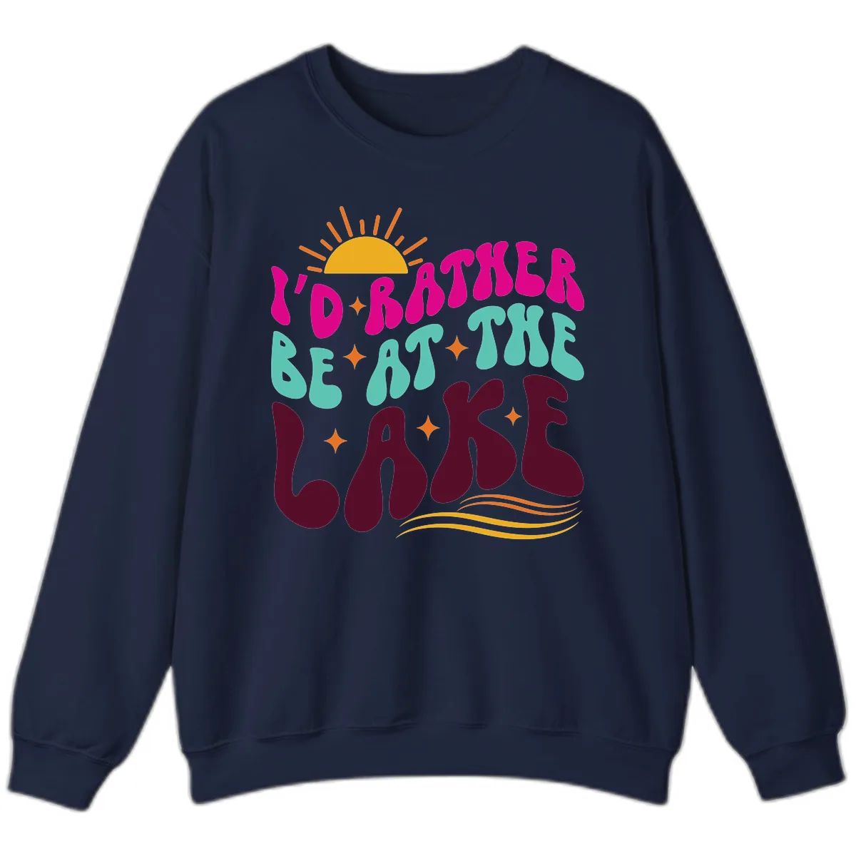 I'd Rather Be At The Lake Retro Design Sweatshirt in Navy