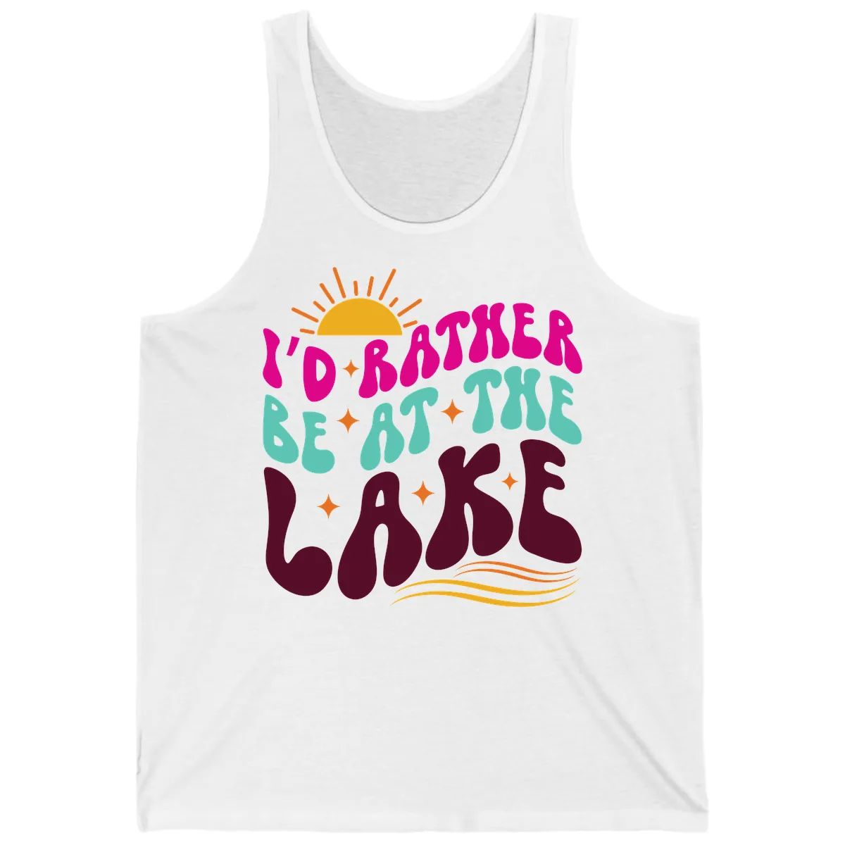 I'd Rather Be At The Lake Retro Design Tank in White