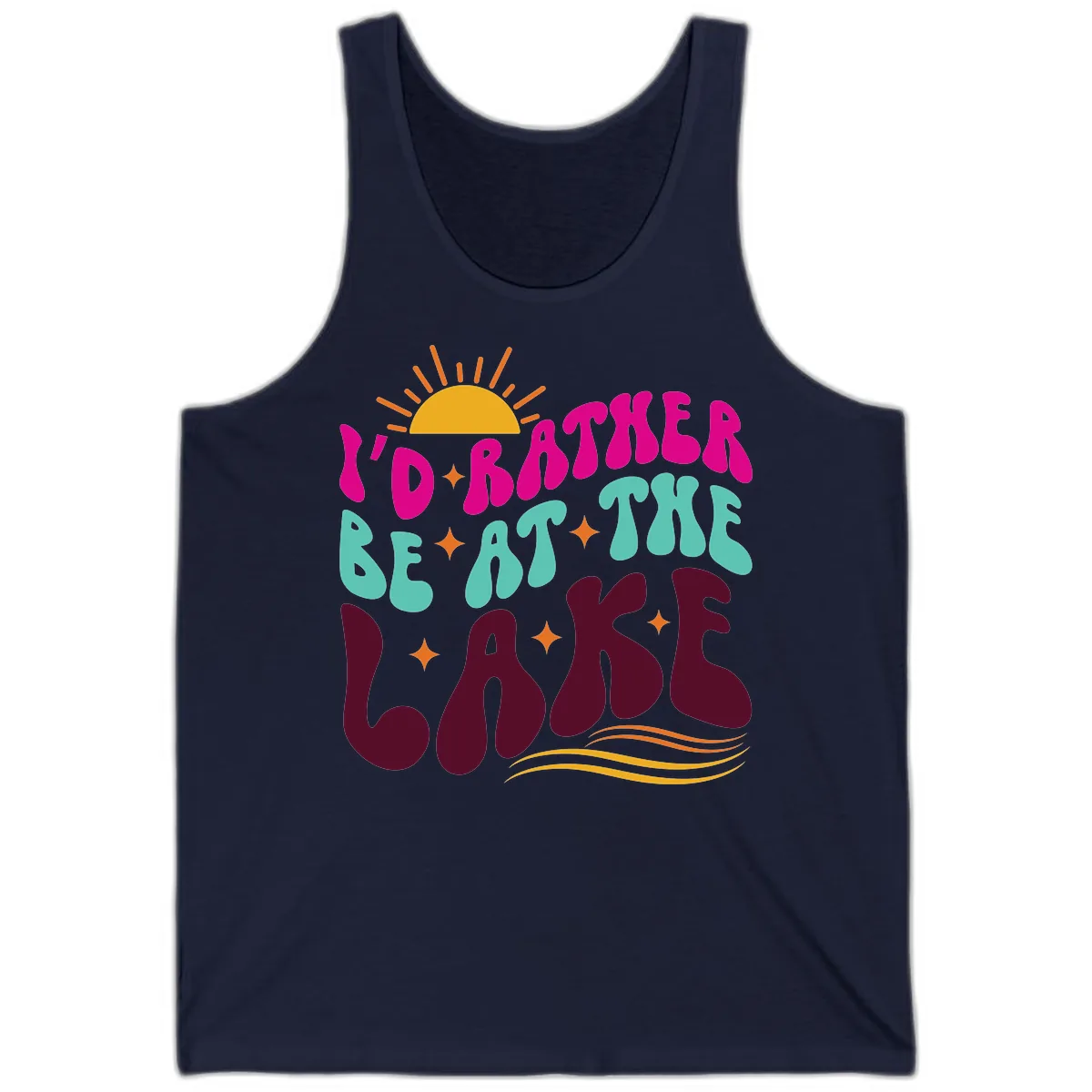 I'd Rather Be At The Lake Retro Design Tank in Navy