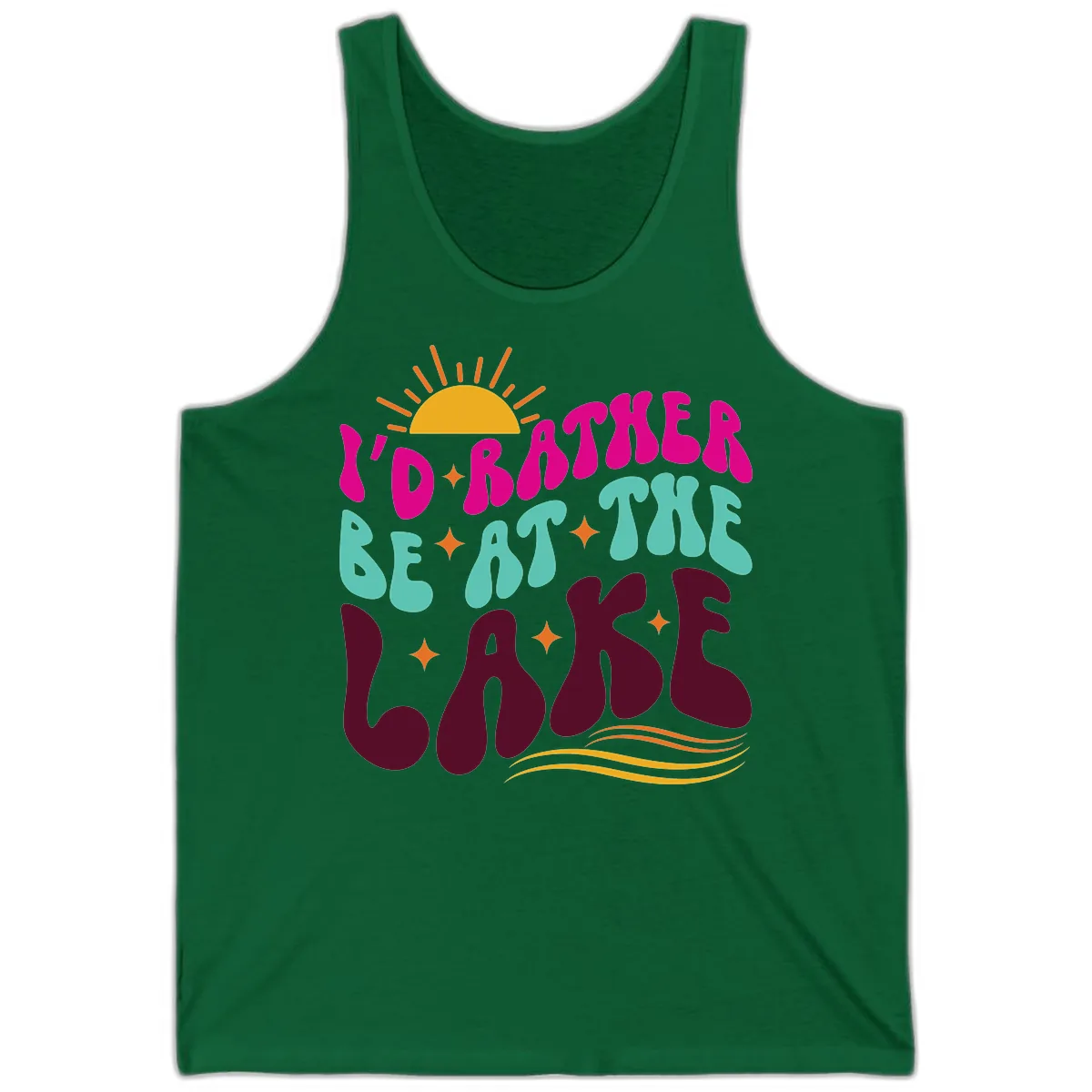 I'd Rather Be At The Lake Retro Design Tank in Kelly