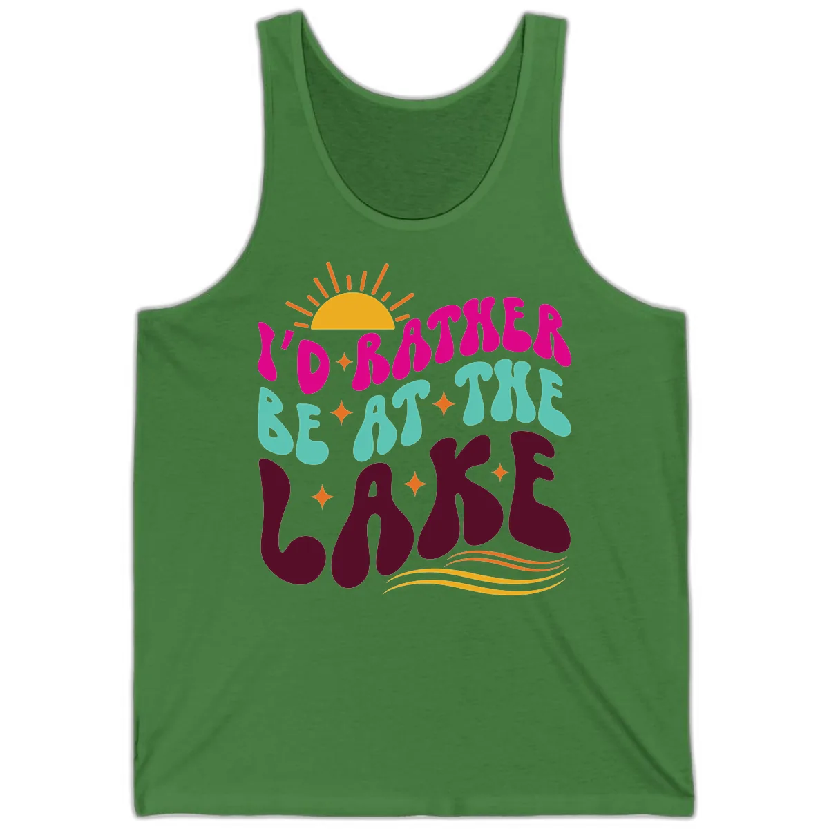 I'd Rather Be At The Lake Retro Design Tank in Leaf