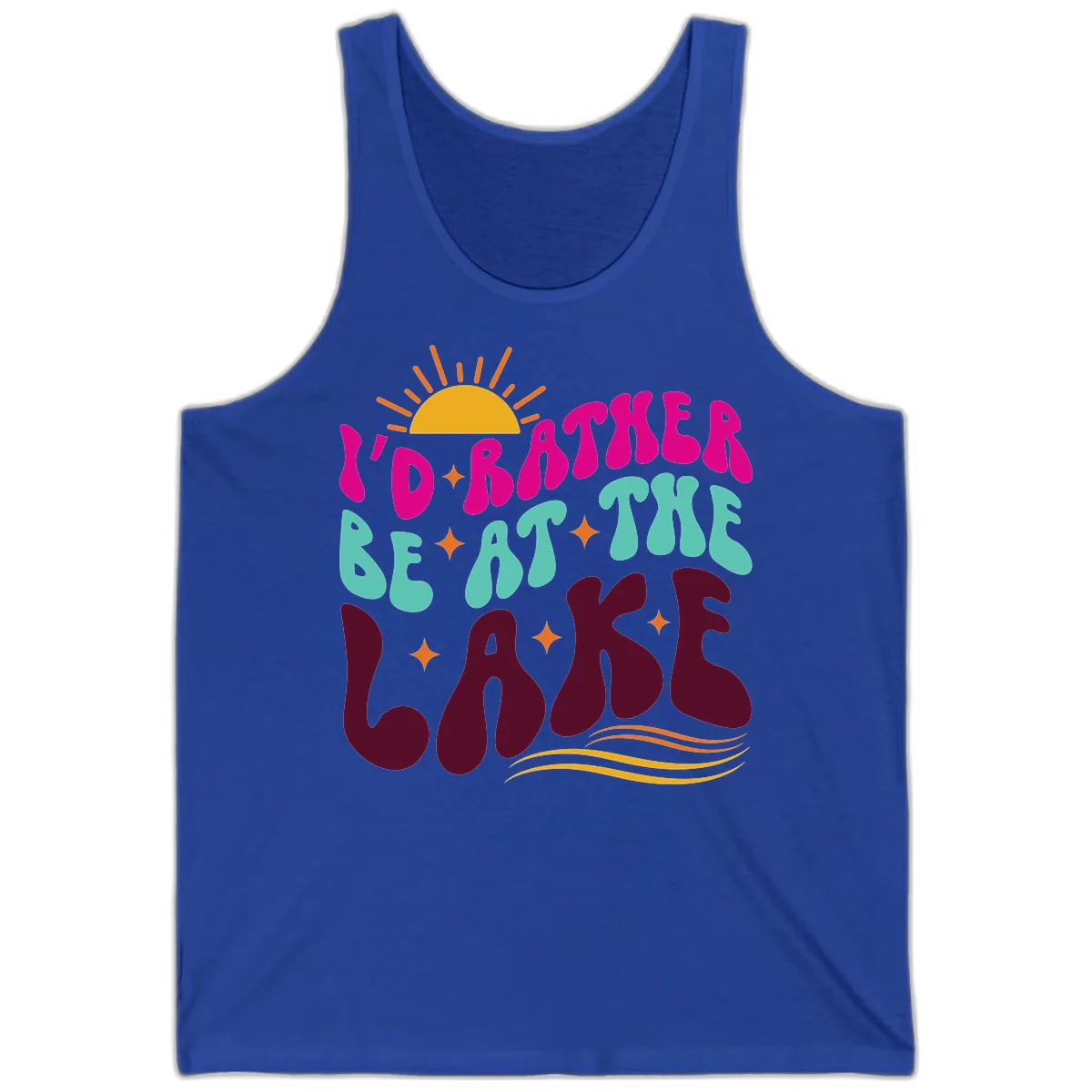 I'd Rather Be At The Lake Retro Design Tank in True Royal