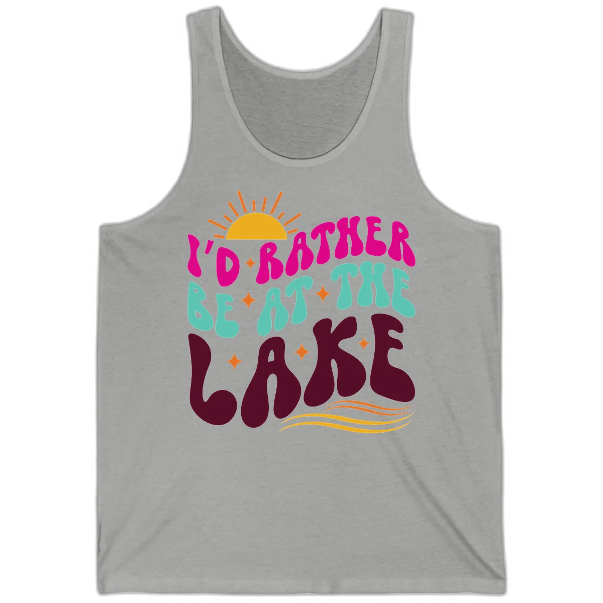 I'd Rather Be At The Lake Retro Design Tank in Athletic Heather