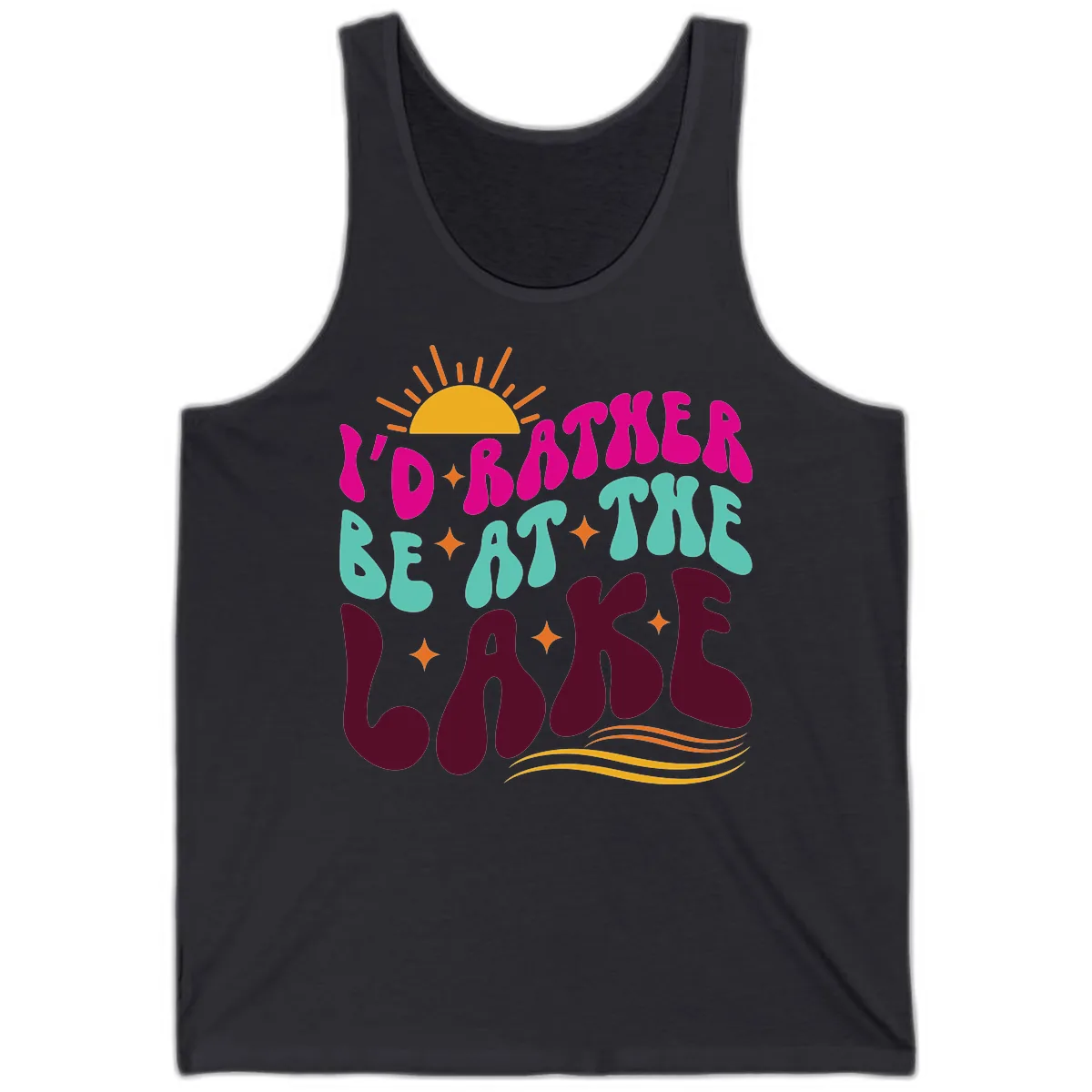 I'd Rather Be At The Lake Retro Design Tank in Dark Grey